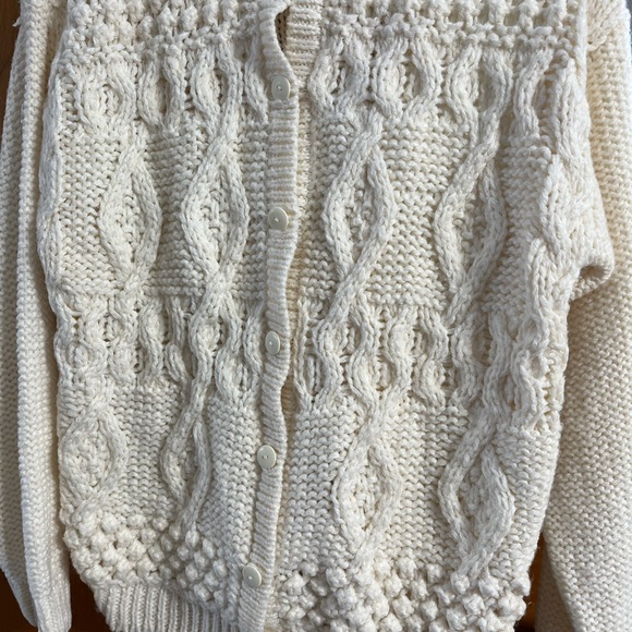 Vintage JJ Fargo Off White Cable Knit Sweater Cardigan Size Small - Picture 4 of 8